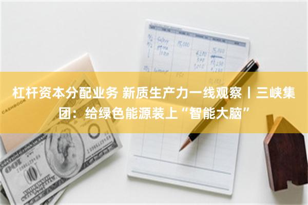 杠杆资本分配业务 新质生产力一线观察丨三峡集团：给绿色能源装上“智能大脑”