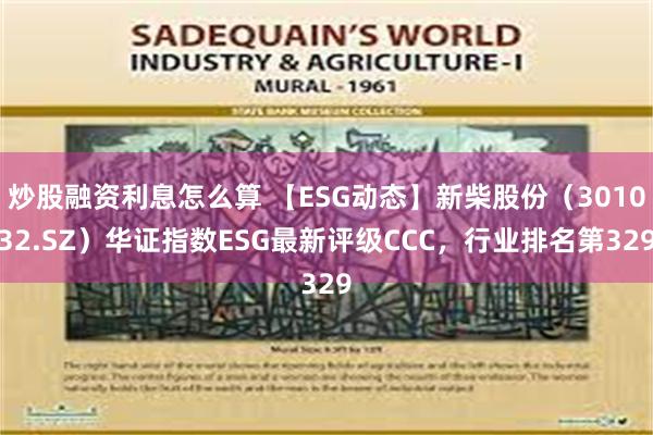 炒股融资利息怎么算 【ESG动态】新柴股份（301032.SZ）华证指数ESG最新评级CCC，行业排名第329