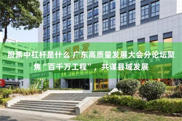 股票中杠杆是什么 广东高质量发展大会分论坛聚焦“百千万工程”，共谋县域发展