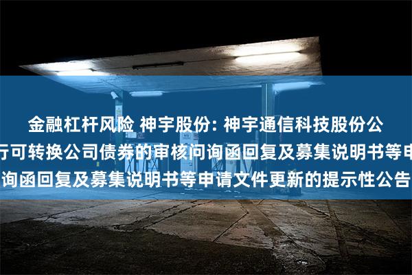 金融杠杆风险 神宇股份: 神宇通信科技股份公司关于向不特定对象发行可转换公司债券的审核问询函回复及募集说明书等申请文件更新的提示性公告